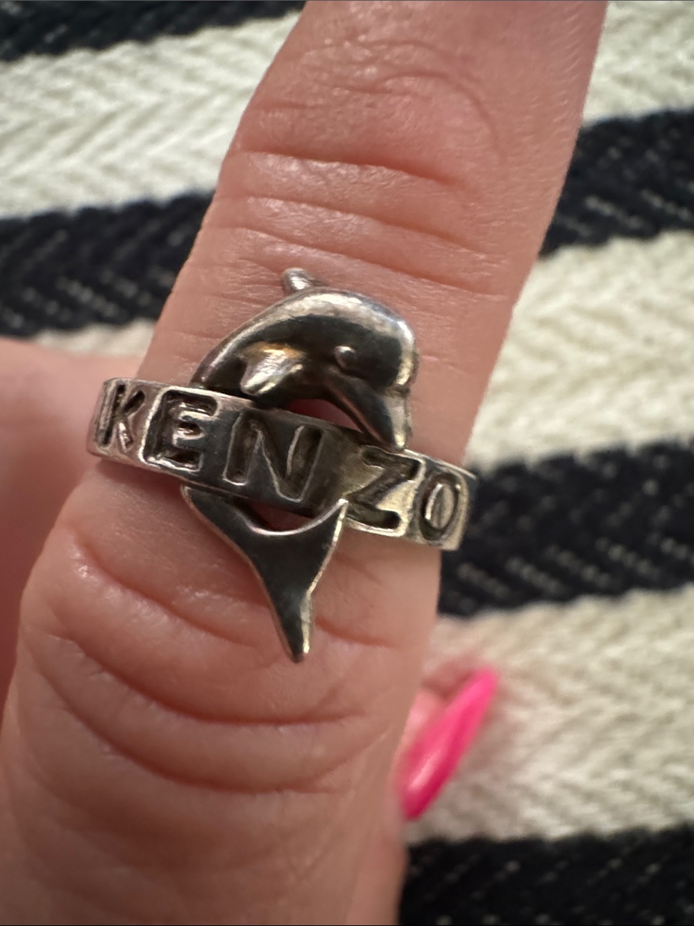 Kenzo 925 sterling silver  Dolphin Logo Ring